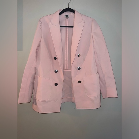 Anne Klein Blush Faux Double-Breasted Jacket With Patch Pockets Size Medium - Picture 3 of 7